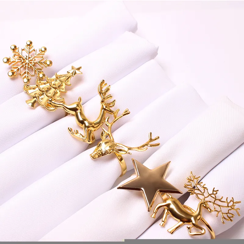 alloy napkin ring christmas napkin buckle snowflake cloth ring table decoration wedding banquet hotel accessories