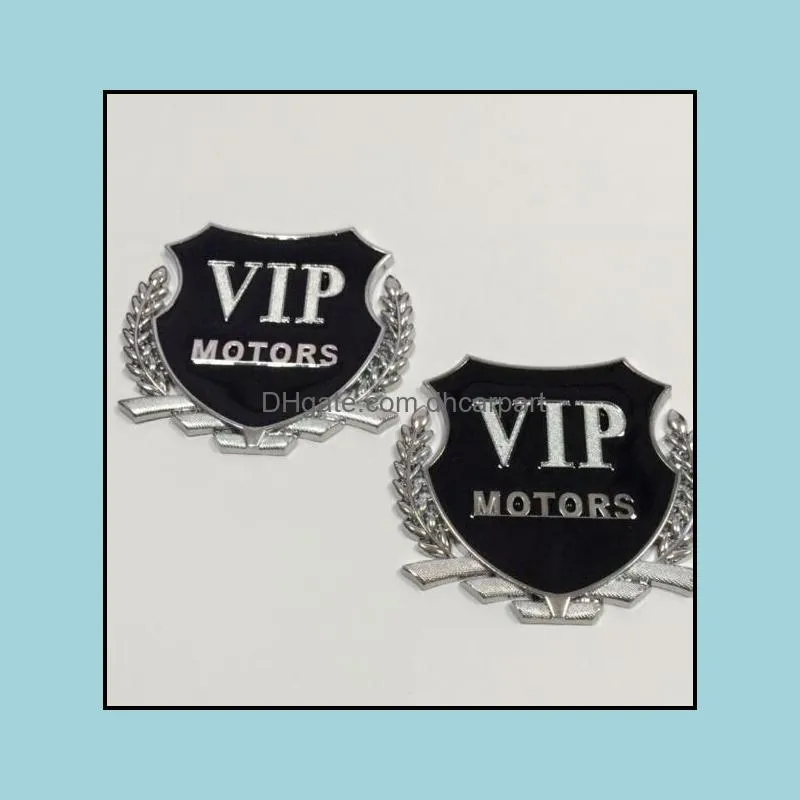 2pcs 1set 3d  metal stickers vip motors metal car badge decal door window auto decor diy metal car motorcycle motostickers cover car