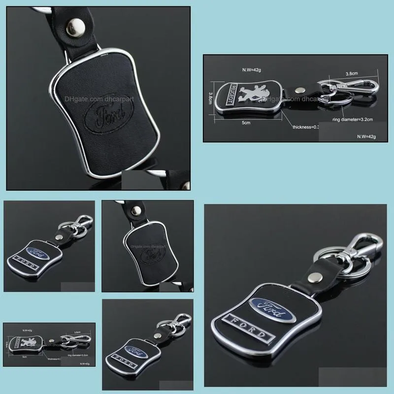 5pcs/lot leather car keychain logo key ring curved shape key components fashion mens waist key chain for ford focus 2 3 chaveiro