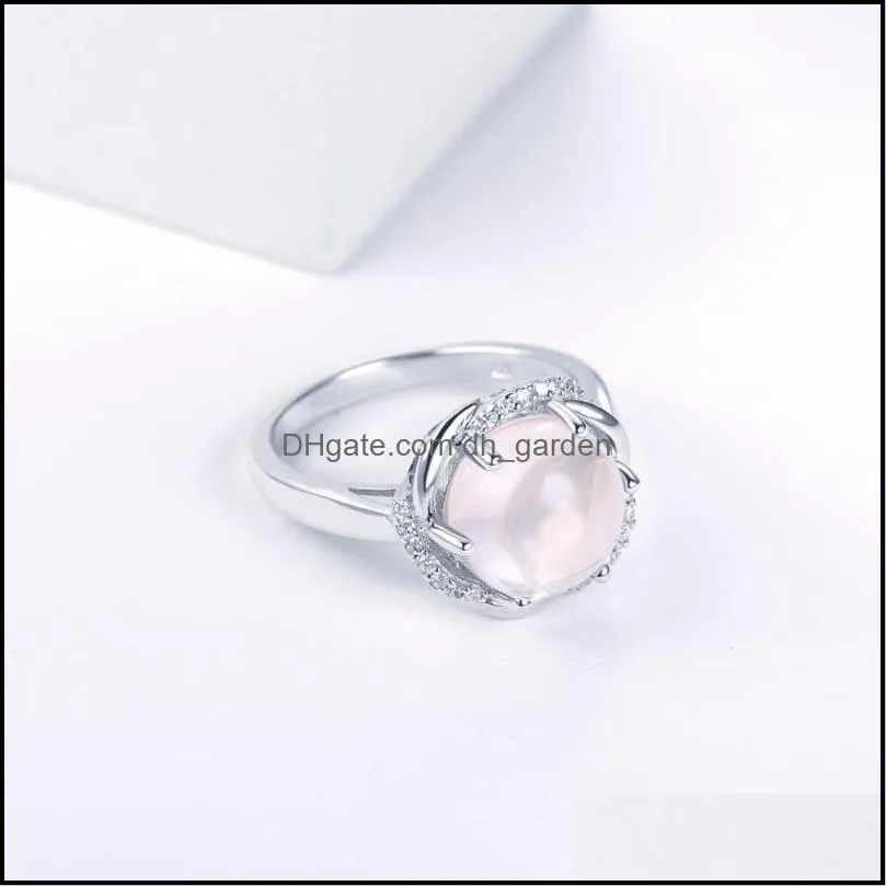 cluster rings hutang rose quartz engagement ring solid 925 sterling silver natural high quality gemstone fine fashion jewelry for