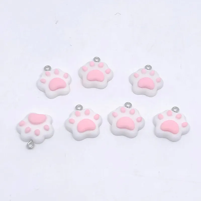 cute pink cat claw resin charms diy cartoon animal earring pet choker pendants jewelry accessory make d65