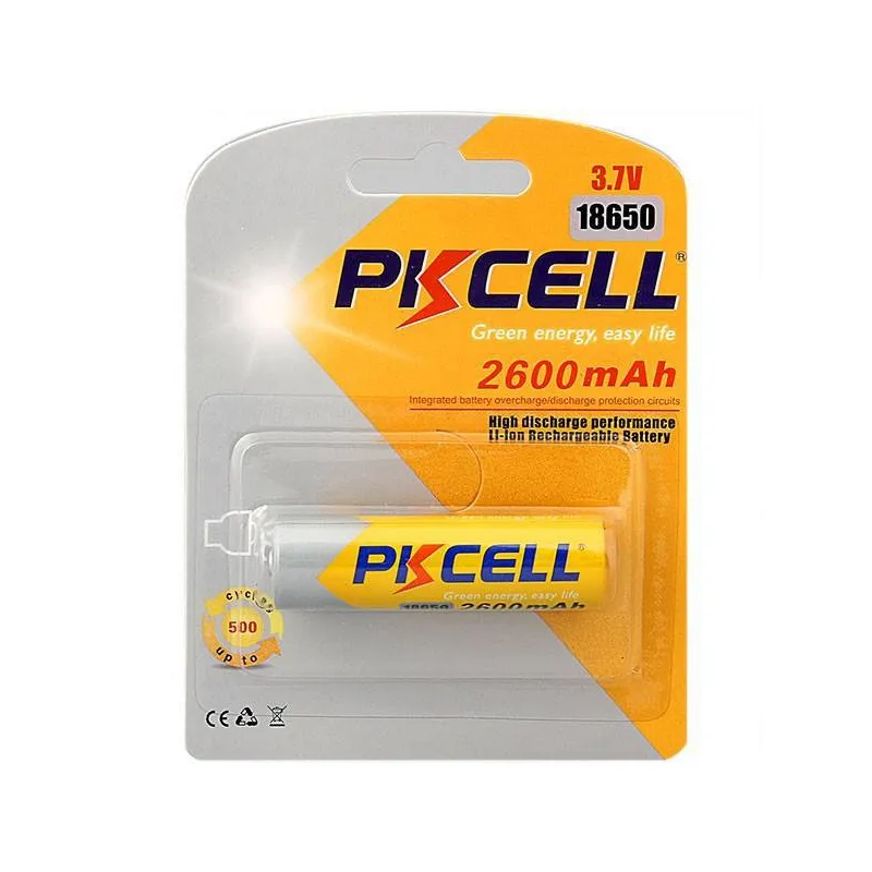 PKCELL 18650 Battery 2600mah Rechargeable Lithium Battery For Micro Phone Computer Electric Skate