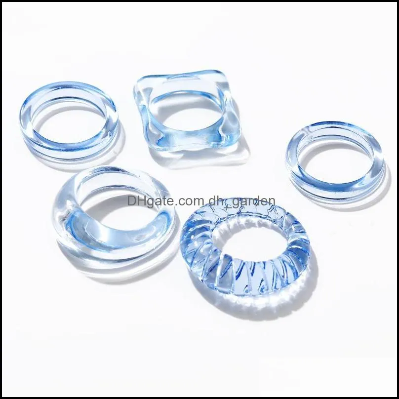 cluster rings pcs set for women simplicity style acetate resin transparent ring female romantic jewelry girls index finger