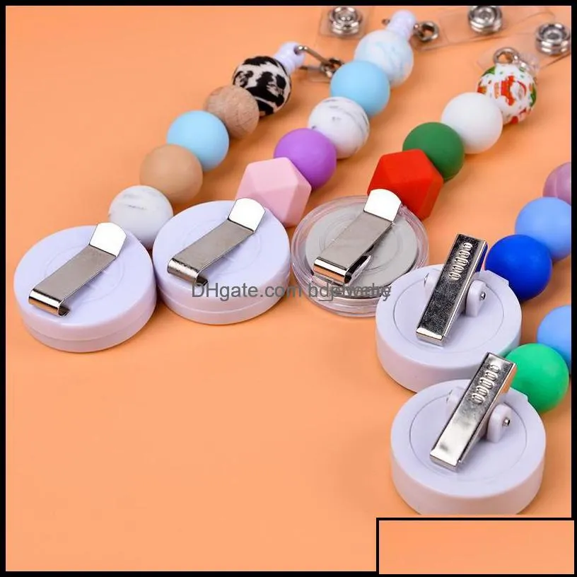 Key Rings Sile Bead Retractable Badge Reel Key Rings Bpa Colorf Teething Chains Id Holder Belt Clip Jewelry Gift Drop Delivery 2021 Hj