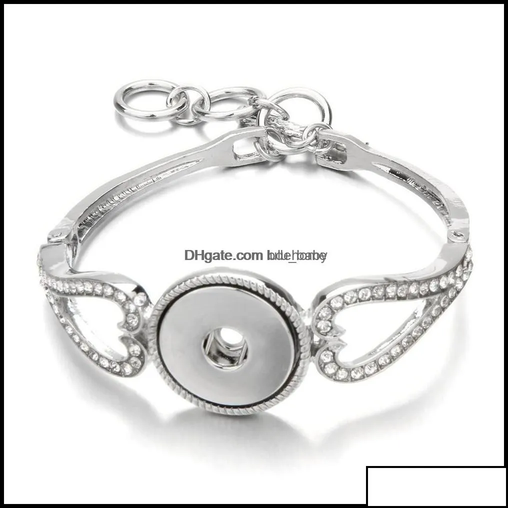 Charm Bracelets Heart Snap Bracelet Link Bangles Charms Metal Bracelets For Women Fit 18Mm Snaps Button Jewelry Drop Delivery Lulubaby