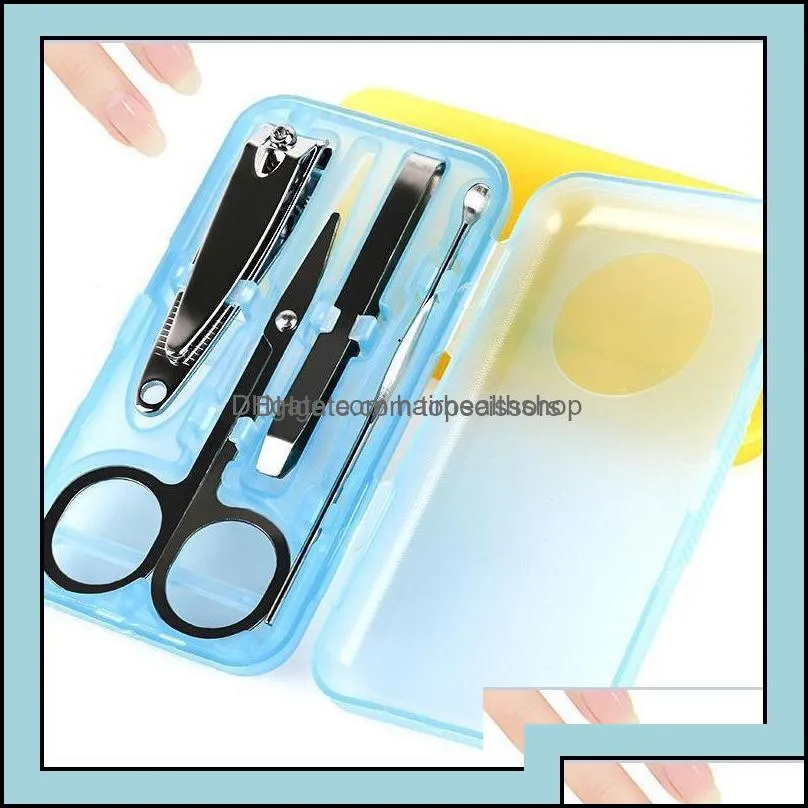 4Pcs/Set Nails Clipper Kit Manicure Set Clippers Trimmers Pedicure Scissor Random Color Nail Tools Sets Kits Tool Wxy021 Drop Delivery