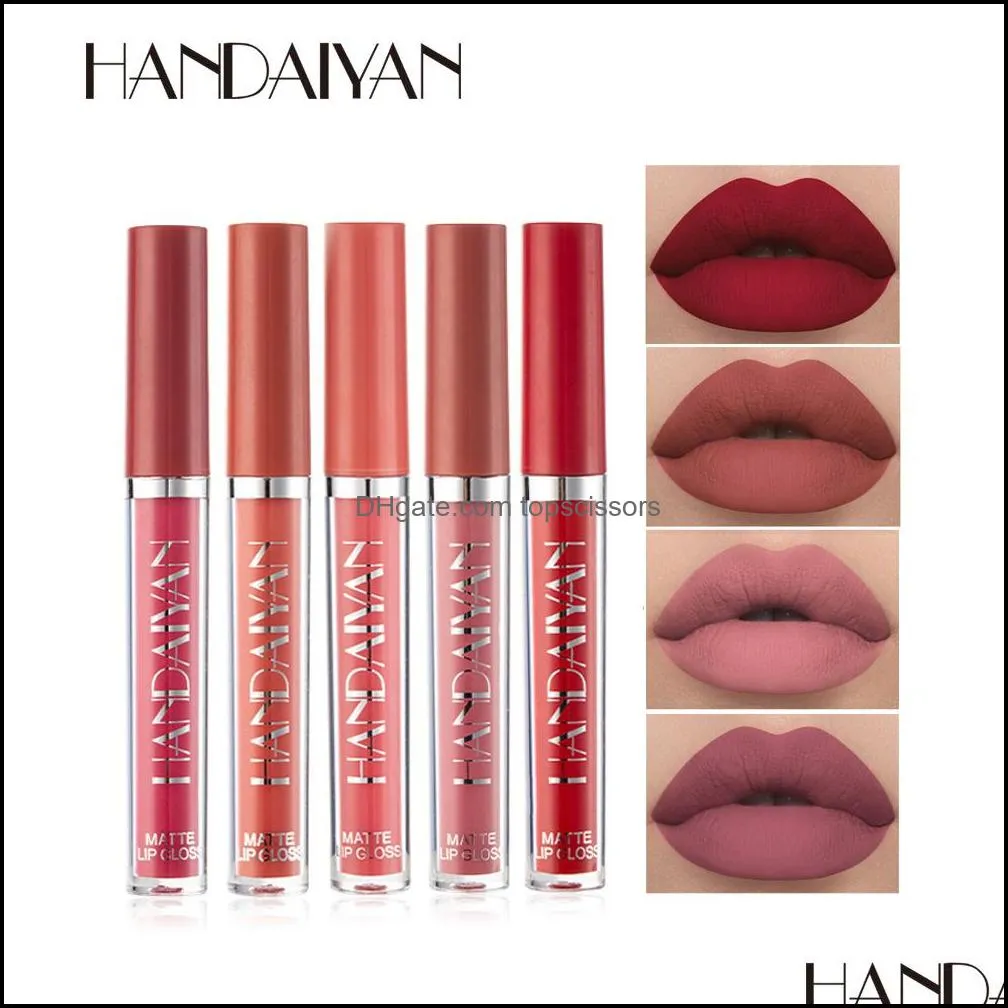 handaiyan lips cosmetics matte velvet lip gloss makeup waterproof nude tint liquid lipstick smooth colorful lipgloss cream make up