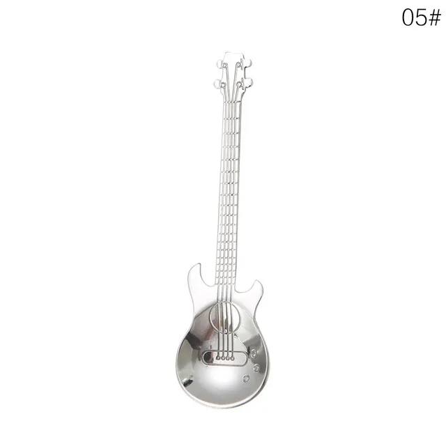 stirring spoon guitar shape stainless steel coffee spoons stirring teaspoon cake ice cream scoop kit tableware