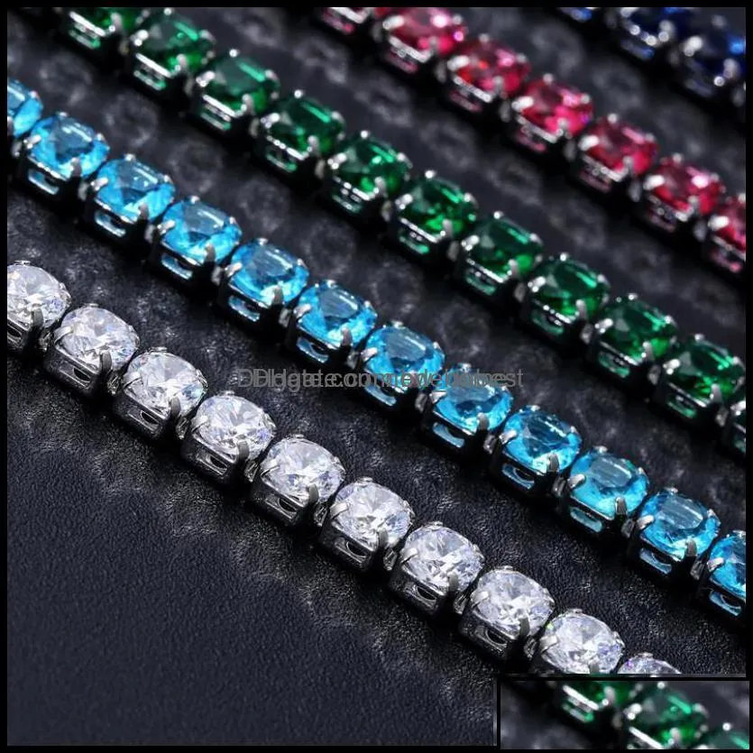 Tennis Bracelets Jewelry Luxury 4Mm Cubic Zirconia Iced Out Chain Crystal Wedding For Women Men Gold Sier Bracelet Drop Delivery 2021