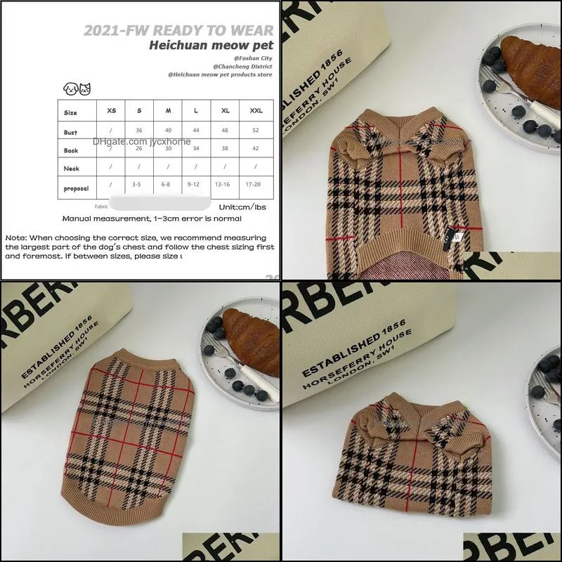 dog apparel designer dog clothes pet sweater pets classic plaid knitwear sweaters for cold weather small medium dogs turtleneck cozy doggie vest puppy winter coat