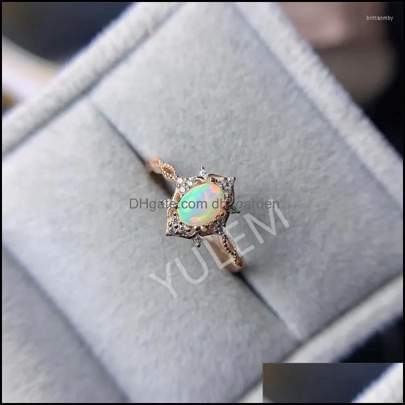 cluster rings yulem sterling silver opal for women australia jewelry wedding couples luxury rose gold party 4 6mm