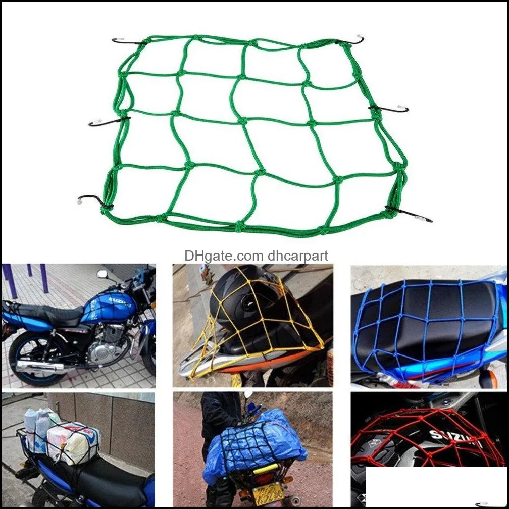 30x30cm luggage cargo bungee net bag 6 hooks bike motorcycle helmet mesh storage carrier bag