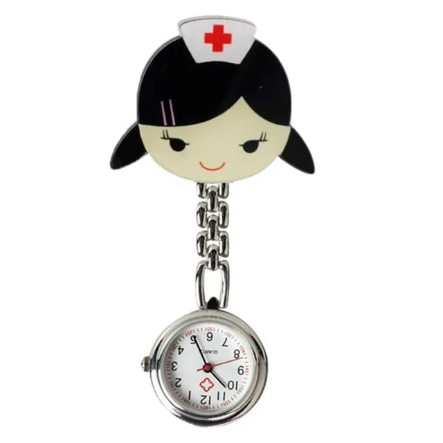 cute pocket watch super cute cartoon nurse stethoscope angel pattern brooch quartz movement ladies gift