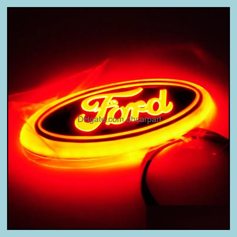 led 4d car logo light 14 5cmx5 6cm car logo auto sticker badge light blue /red/white light for ford focus mondeo