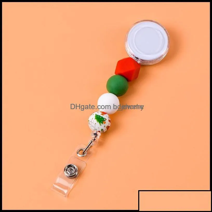 Key Rings Sile Bead Retractable Badge Reel Key Rings Bpa Colorf Teething Chains Id Holder Belt Clip Jewelry Gift Drop Delivery 2021 Hj