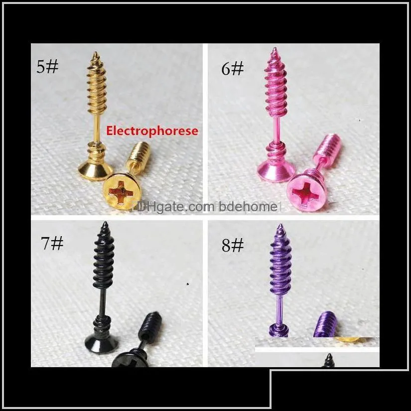 13 Colors Fashion Stainless Steel Screw Stud Earrings Men Women Unisex Lover Earring Novelty Jewelry High Quality Lgpp1 Ccb3Q