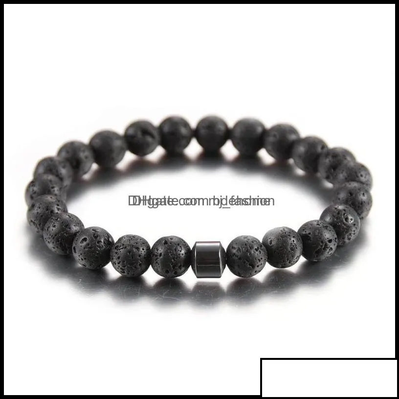 beaded strands bracelets jewelry 8mm black lava stone howlite tiger eye hematite bead braclets  oil diffuser bracelet for women