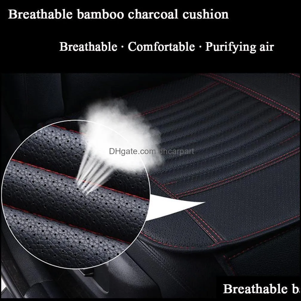 high quality 1pcs black car seat without backrest pu leather bamboo charcoal car seat cushion automobiles protective nonslip cover