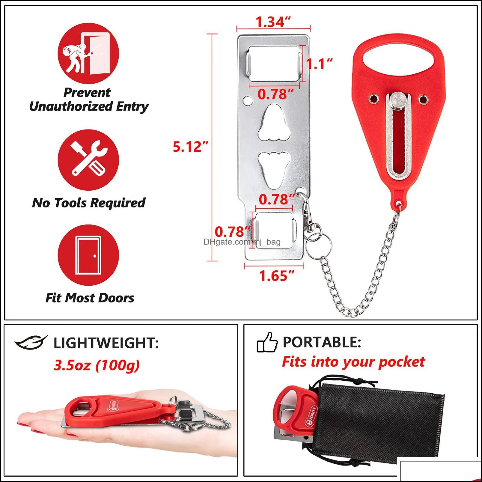 Door Locks L Portable Lock Home Security Travel Locker Latch Traveling Extra Lockdown For Additional Safety And Privacy El C Dhgarden