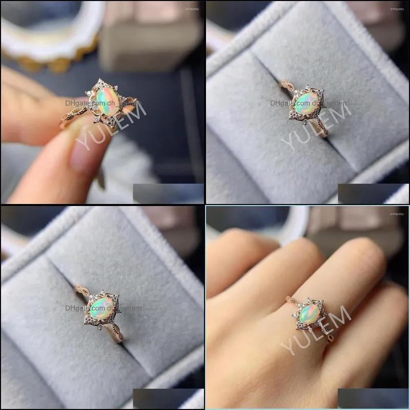 cluster rings yulem sterling silver opal for women australia jewelry wedding couples luxury rose gold party 4 6mm