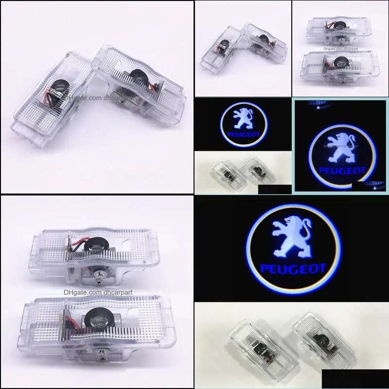 2pcs/set for peugeot door logo light projector wireless ghost shadow welcome laser lamp for 508 408 308 3008 4008 5008 crz