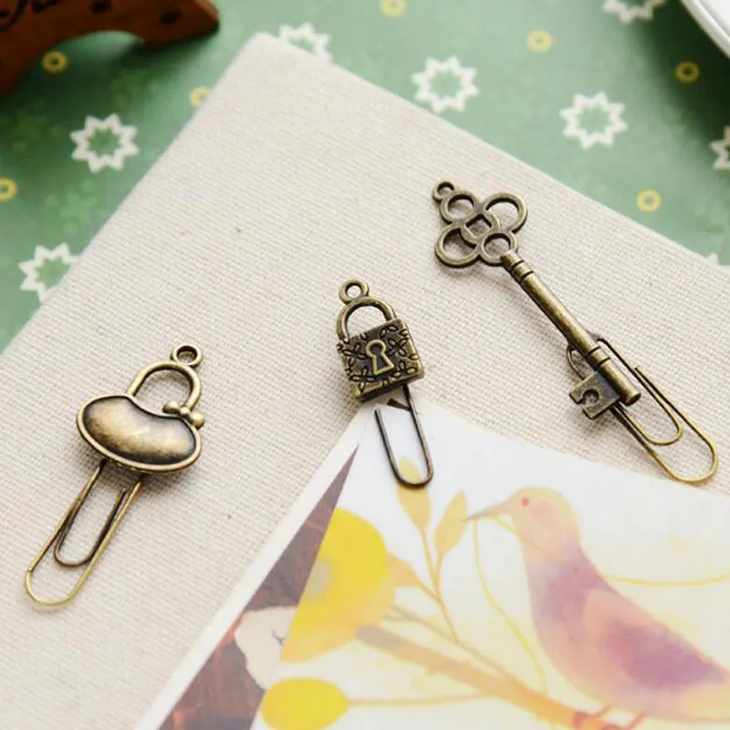 cute metal bookmark vintage key bookmarks paper clip for book stationery school office book marks