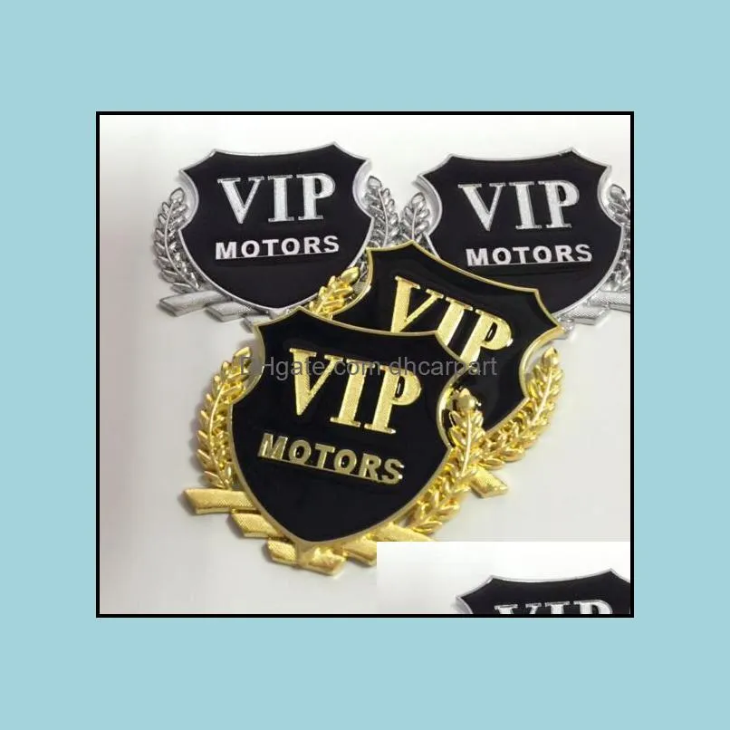 2pcs 1set 3d  metal stickers vip motors metal car badge decal door window auto decor diy metal car motorcycle motostickers cover car