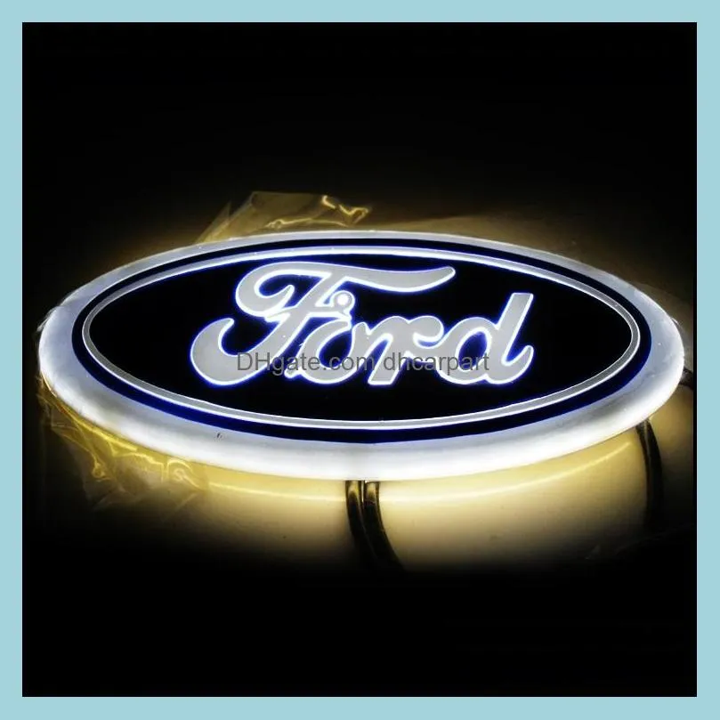 led 4d car logo light 14 5cmx5 6cm car logo auto sticker badge light blue /red/white light for ford focus mondeo