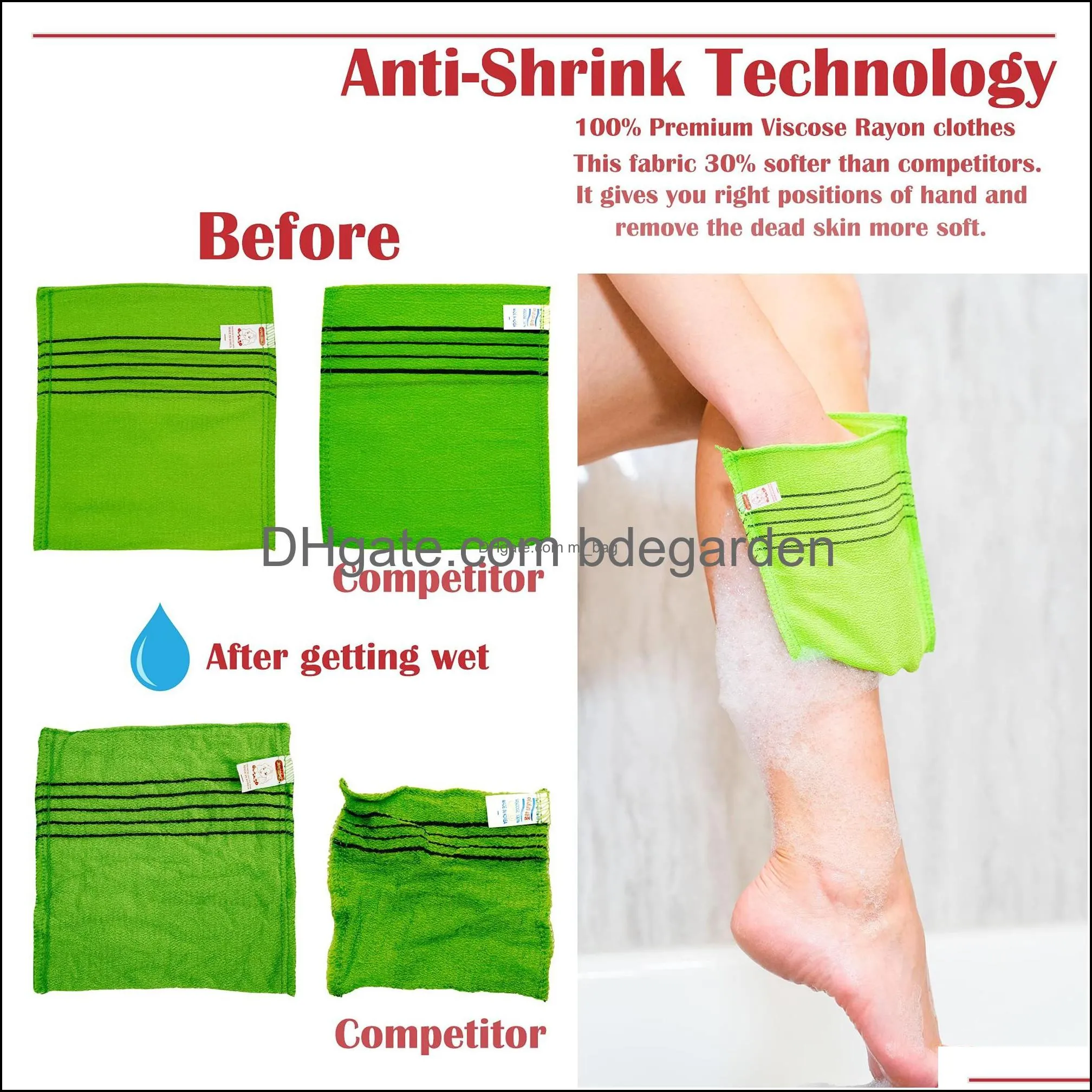 Cleaning Gloves Antishrink Korean Asian Exfoliating Bath Washcloths Mitt Scrub For Body Washcloth Glove Premium Viscose Rayon Towel