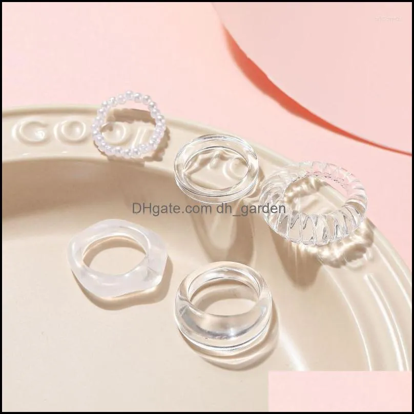 cluster rings pcs set for women simplicity style acetate resin transparent ring female romantic jewelry girls index finger