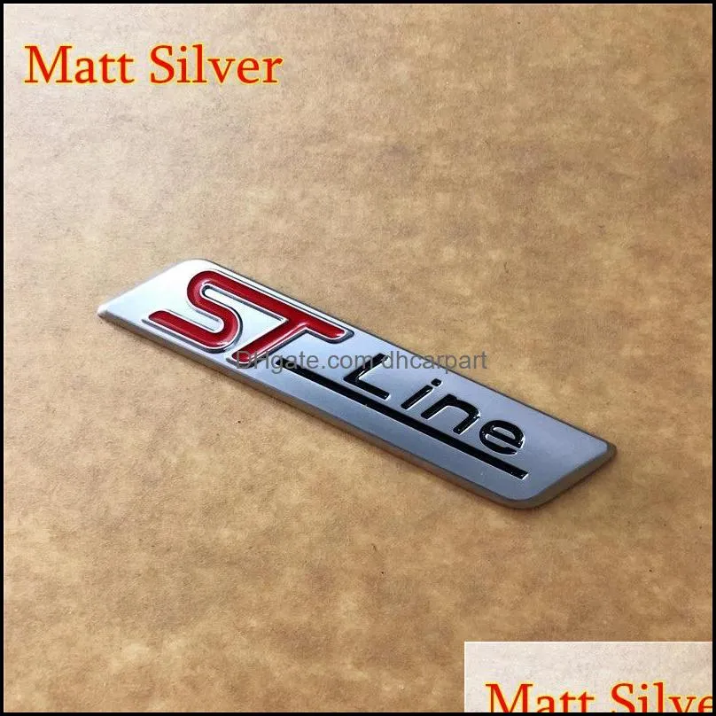 metal stline st line car emblem badge auto decal 3d sticker emblem for ford focus st mondeo chrome matt silver black