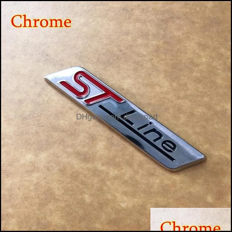 metal stline st line car emblem badge auto decal 3d sticker emblem for ford focus st mondeo chrome matt silver black