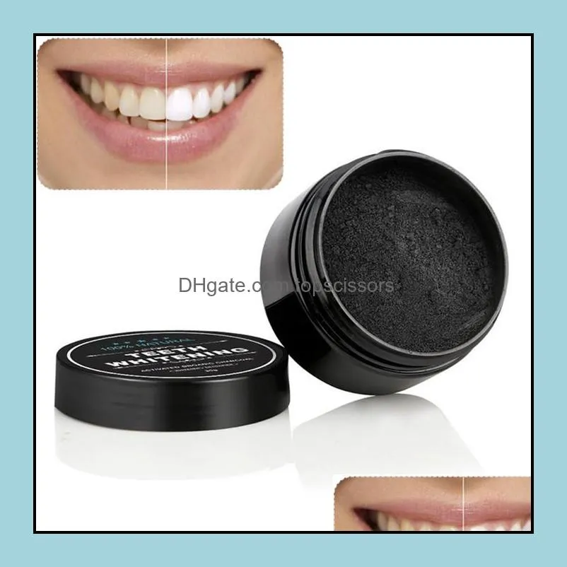 black toothpaste activated carbon teeth whitening powder with brush charcoal teeth dental oral care whitening toothpaste 30g