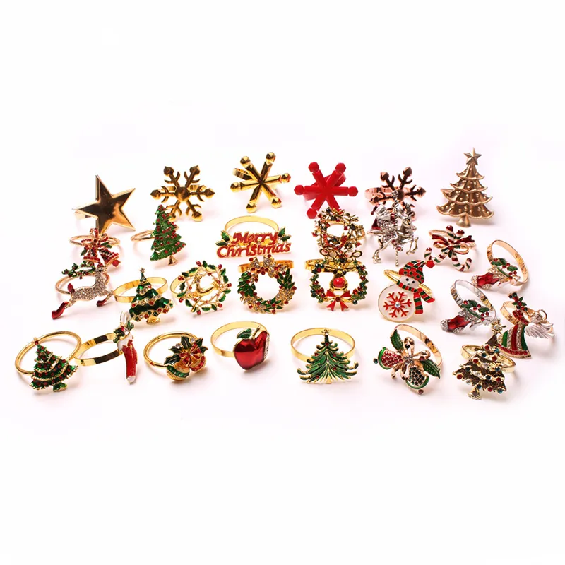 alloy napkin ring christmas napkin buckle snowflake cloth ring table decoration wedding banquet hotel accessories