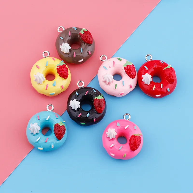 21x kawaii donuts food charms 3d resin keychain charms for ear jewelry making cute charm keychain accessories supplies