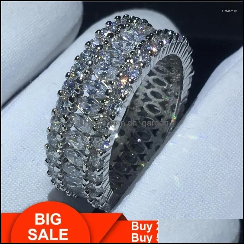 cluster rings unique finger ring silver color cubic zirconia engagement wedding band for women men birthday gift