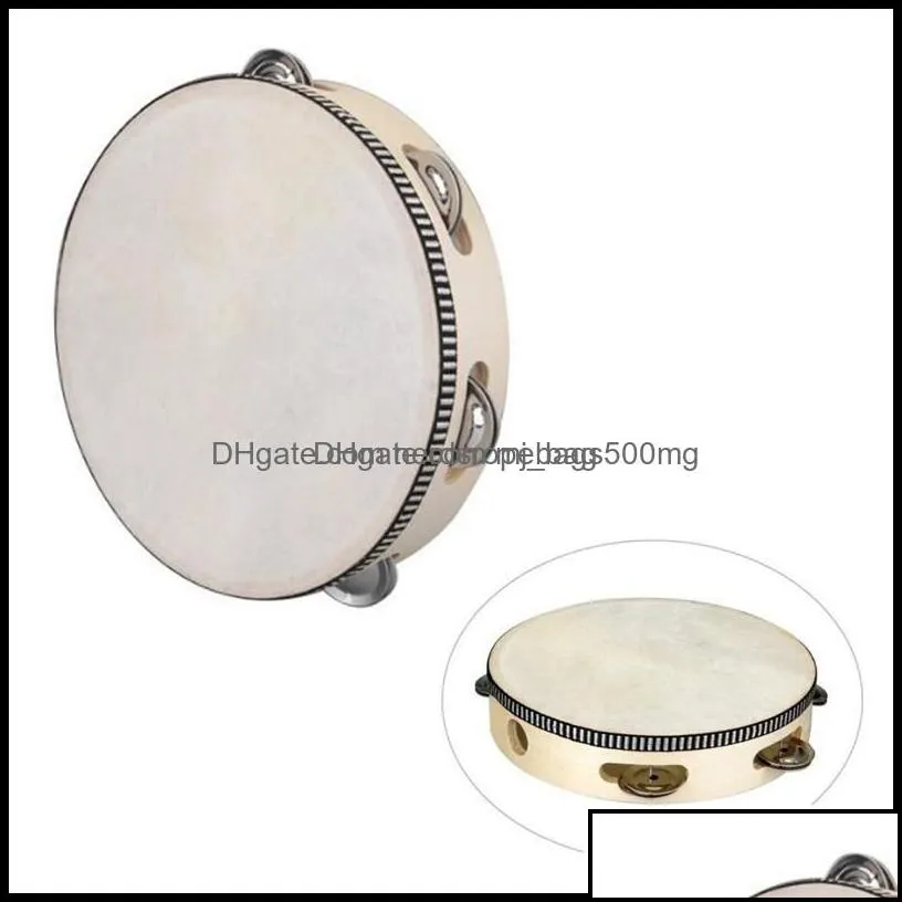 Party Favor Drum 6 Inches Tambourine Bell Hand Held Birch Metal Jingles Kids School Musical Toy Ktv Party Percussion Sea Ship 5018 Dr