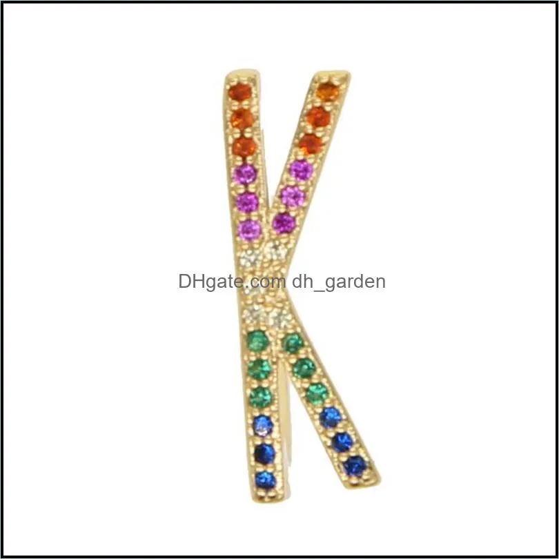 cluster rings open adjusted initial letter design women fashion jewelry colorful cz paved alphabet ring gold rainbowcluster