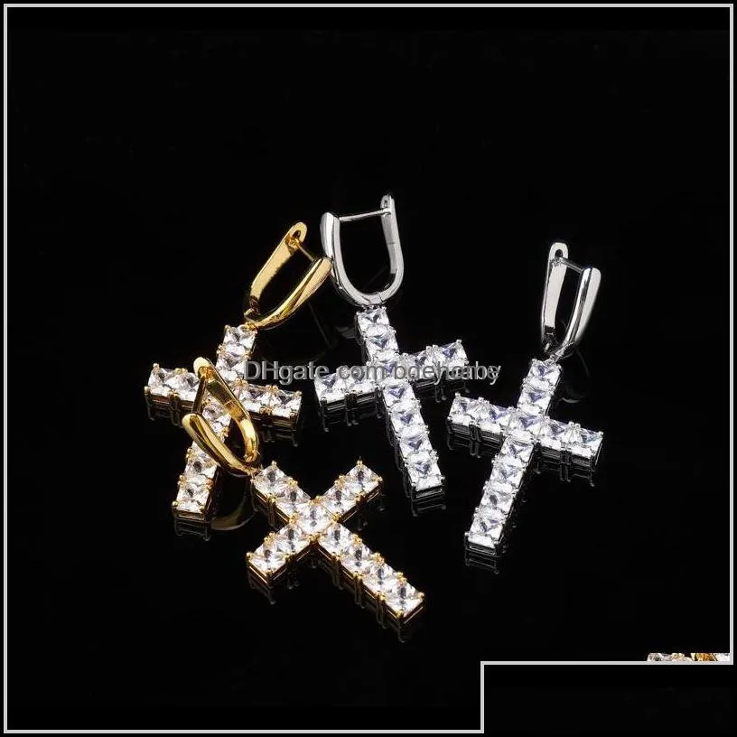 Knot Drop Delivery 2021 Luxury Designer Jewelry Women Earrings Hip Hop Jewlery Men Earings Iced Out Diamond Cross Hoop Orecchini Firmati
