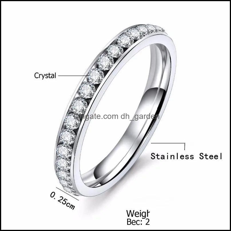 cluster rings silver color titanium stainless steel crystal wedding for women cz surround men ring fashion jewelry wholesalecluster