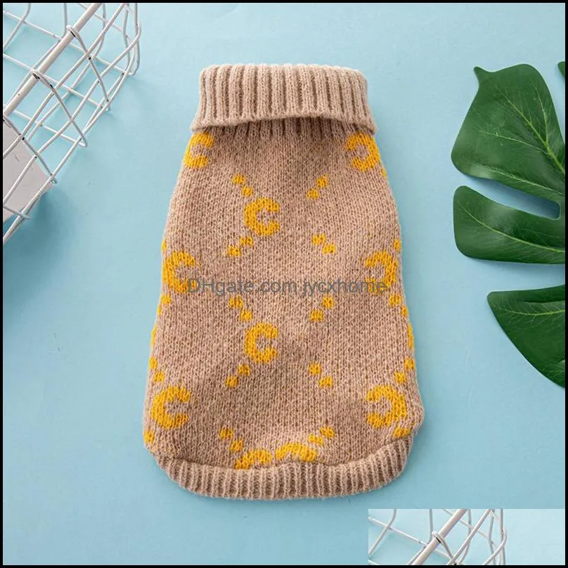 winter pet sweater turtleneck knitted brands dog apparel with classic jacquard letter pattern designer dog clothes for small dogs warm cat sweaters pets coat l