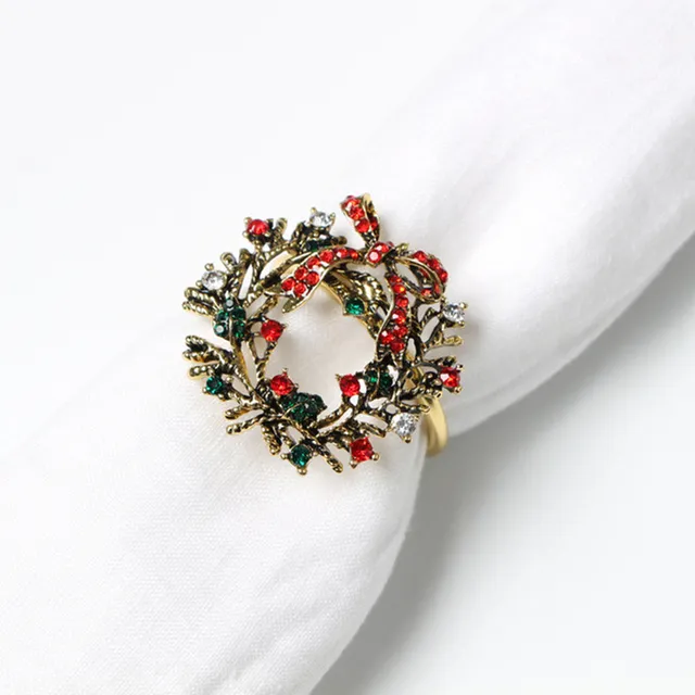 christmas tree napkin ring table napkin buckle diamond deer crafts holder handmade party dinner supplies decorative