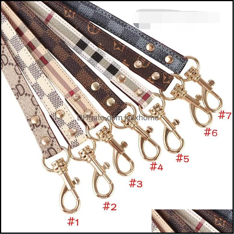 leather designer dogs collar leashes set classic plaid pet leash step in dog harness for small medium dogs cat chihuahua bulldog poodle brown s