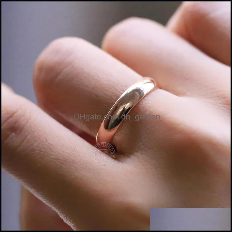 cluster rings 1pcs 4mm simple smooth for women men 585 rose gold antiallergy couple ring wedding fine jewelry anniversary gift
