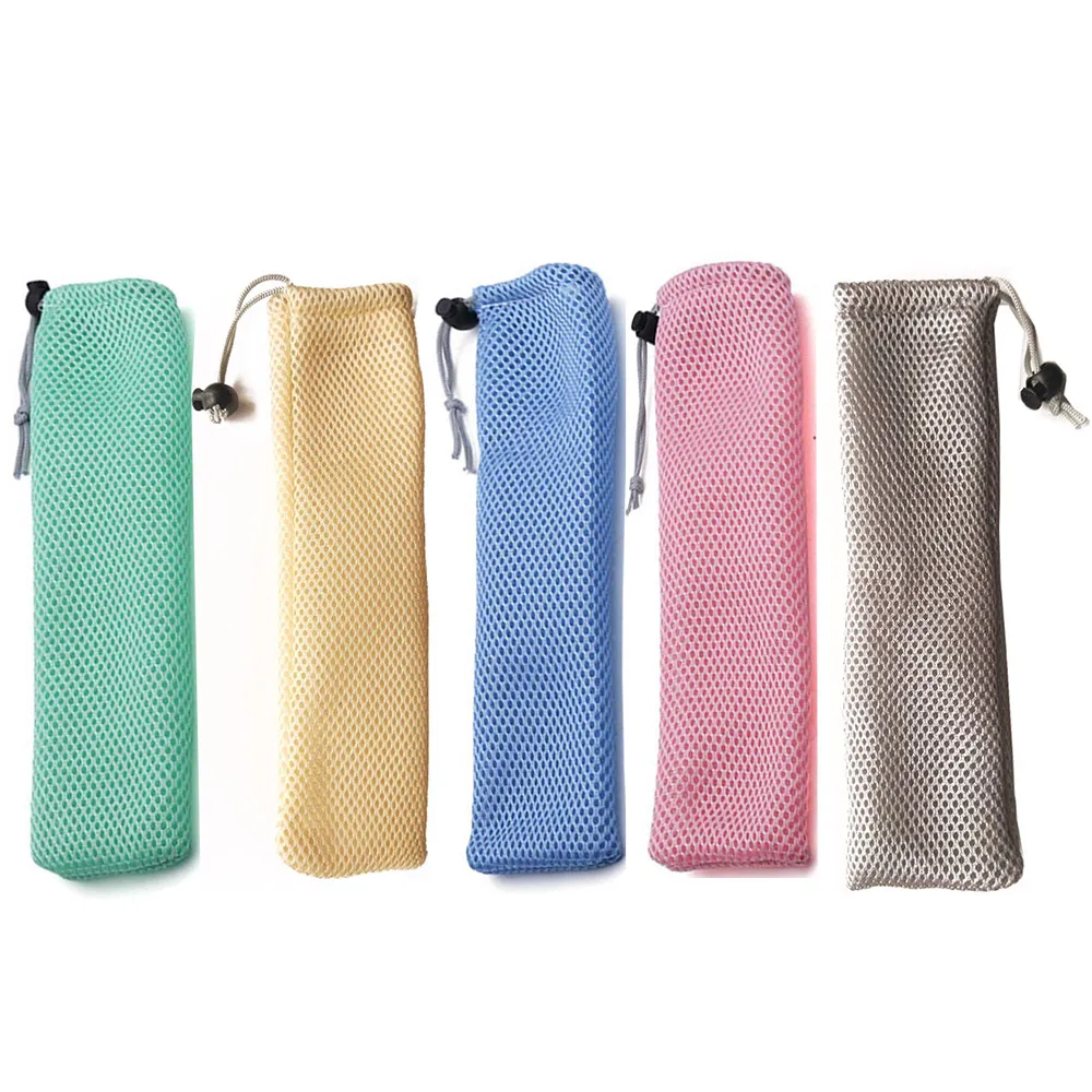 straw bag portable travel mesh bag straw pouch straw carrying case for straw cutlery fork spoon tableware sets wholesale