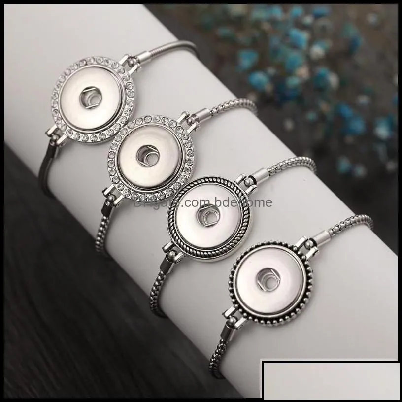 Charm Bracelets Charm Bracelets Many Styles 100Pcs/Lot Adjustable Chain Metal Snap Bracelet Fit 18Mm Buttons Diy Jewelry For Women D