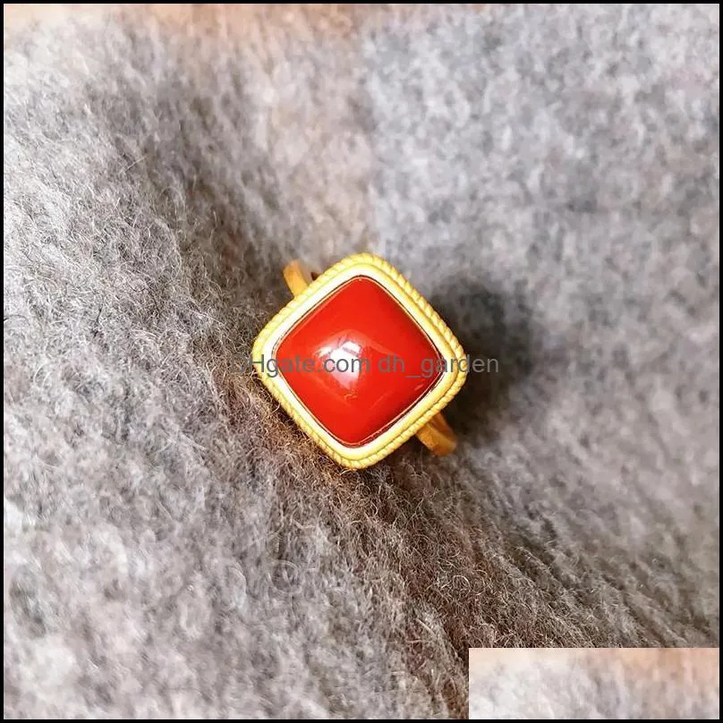 cluster rings classic south red tourmaline square opening adjustable ring chinese classical unique ancient gold craft womens