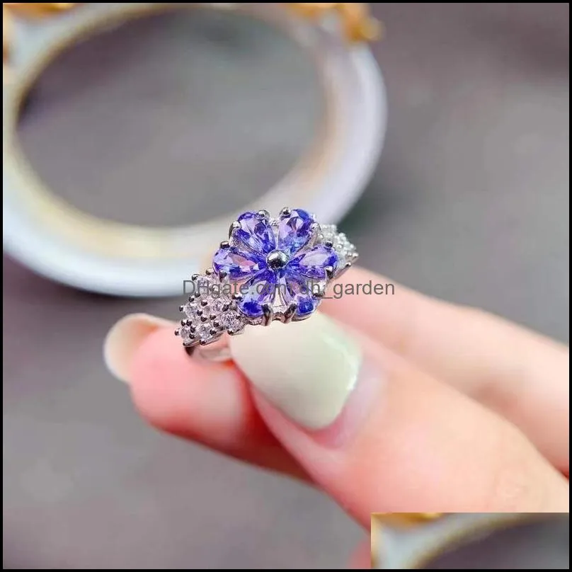 cluster rings jewelry natural tanzanite ring 925 silver womens simple atmosphere elegantcluster brit22