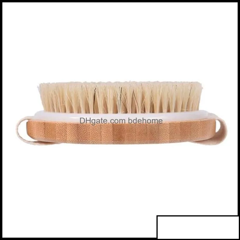 Bath Brushes Sponges Scrubbers Round Natural Boar Bristles Mas Brush Cellite Circation Spa Bamboo Handle Shower Body Back Drop De