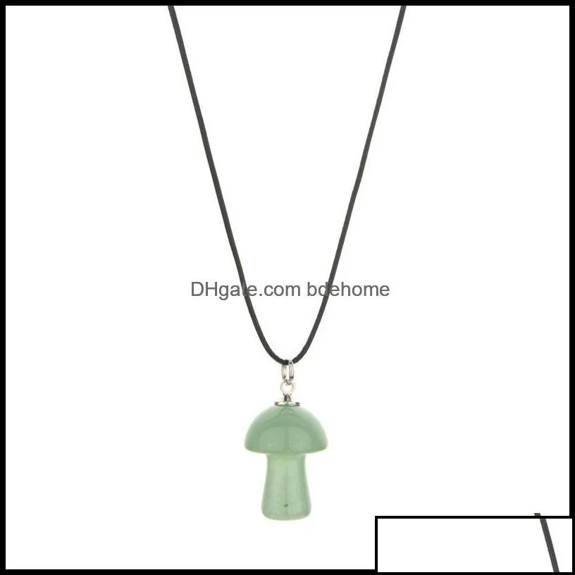 Pendant Necklaces Pendants Jewelry Natural Stone Carving 2Cm Mushroom Shape Charms Reiki Healing Chakra Dhuvh